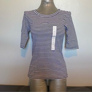 NWT Banana Republic navy stripped elbow sleeve, medium
